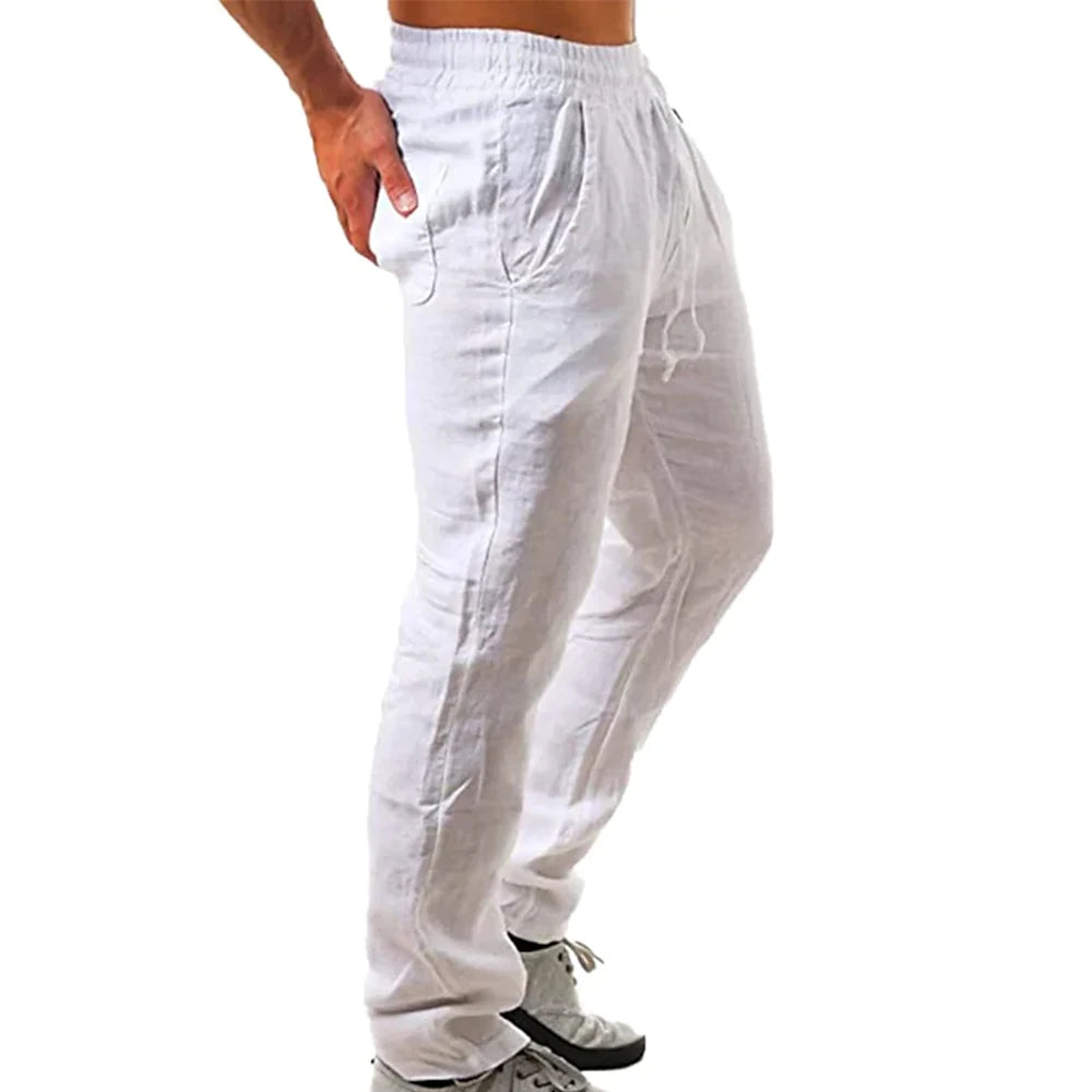 Men's Linen Pants Breathable Trousers S-3XL