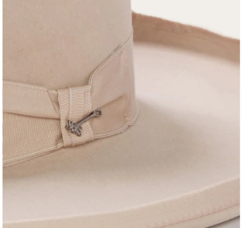 New French style pure wool top hat beige wool Fedora hat nonieezjewelry
