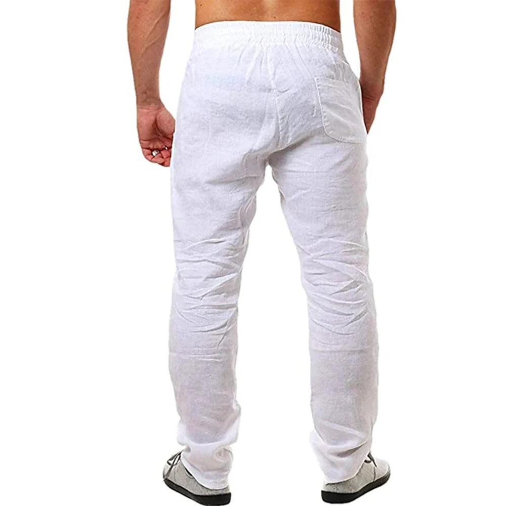 Men's Linen Pants Breathable Trousers S-3XL
