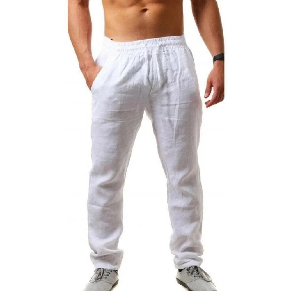 Men's Linen Pants Breathable Trousers S-3XL