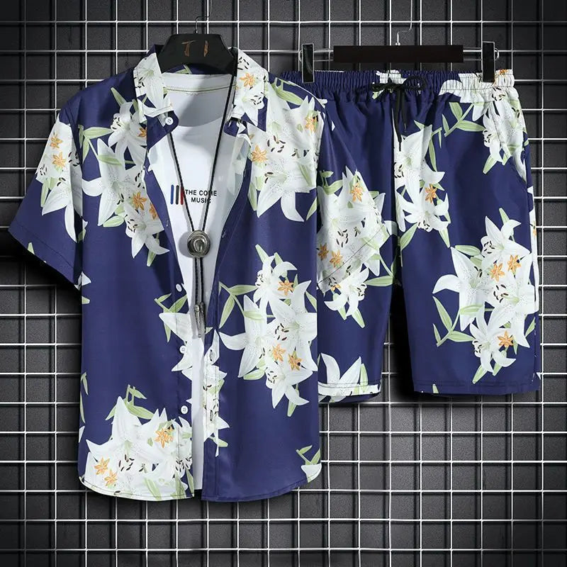 Men's 2 Piece Beach set Quick Dry Hawaiian Shirt and Shorts