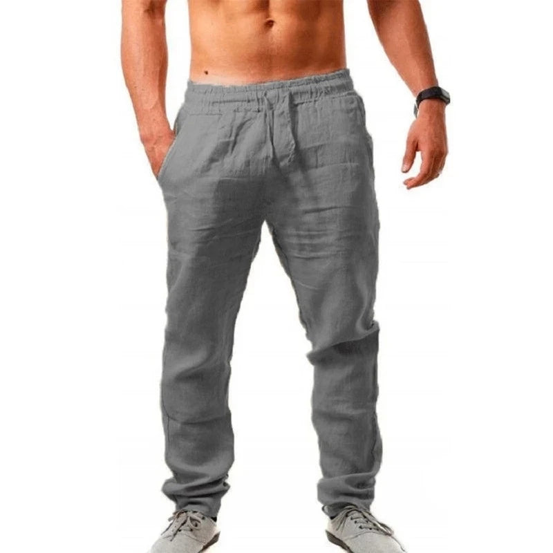 Men's Linen Pants Breathable Trousers S-3XL