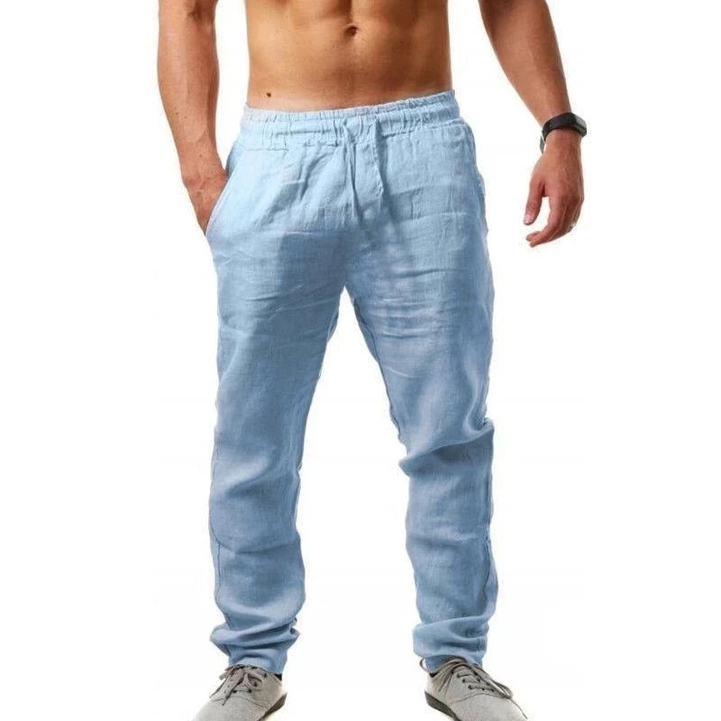 Men's Linen Pants Breathable Trousers S-3XL
