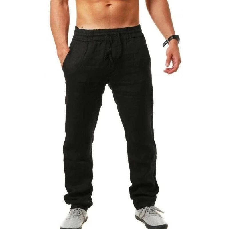 Men's Linen Pants Breathable Trousers S-3XL