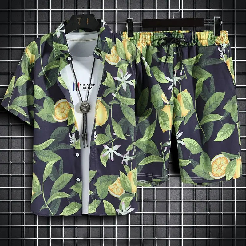 Men's 2 Piece Beach set Quick Dry Hawaiian Shirt and Shorts