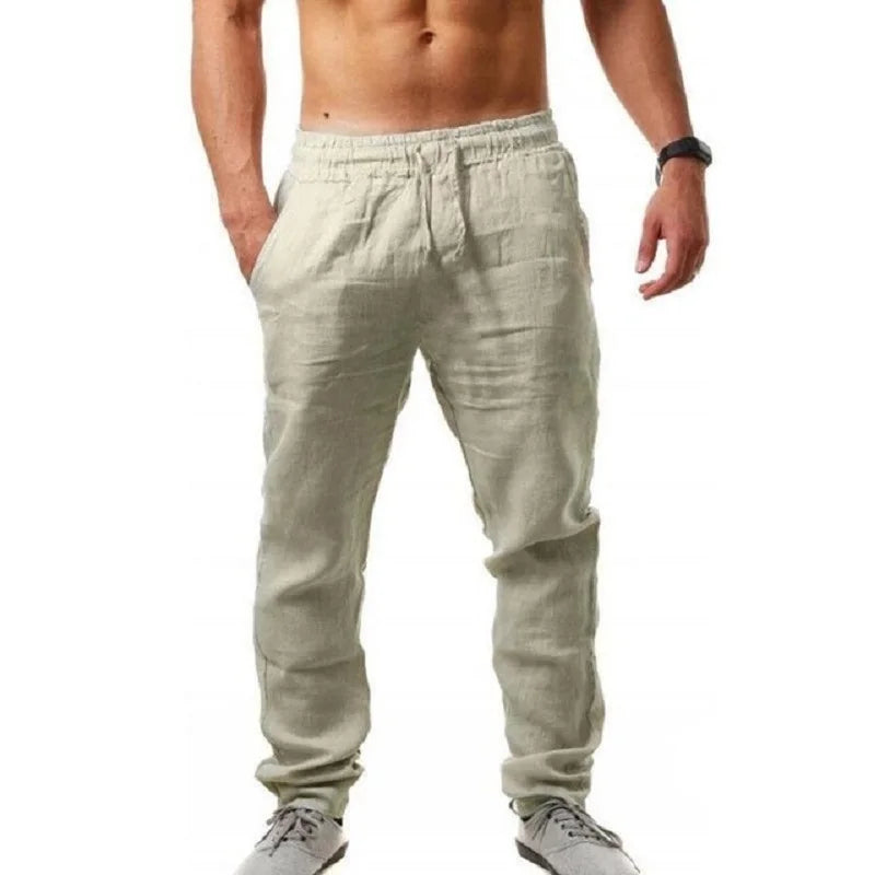 Men's Linen Pants Breathable Trousers S-3XL
