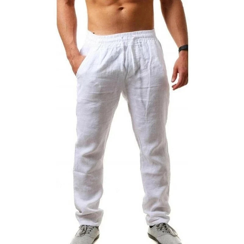 Men's Linen Pants Breathable Trousers S-3XL
