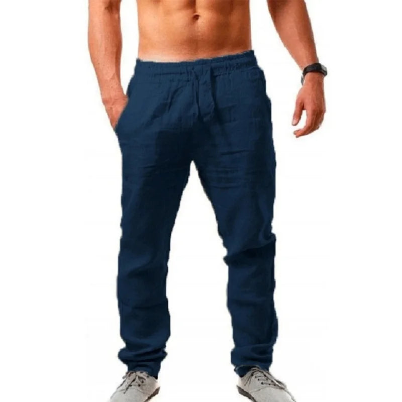 Men's Linen Pants Breathable Trousers S-3XL