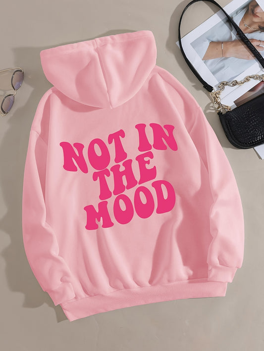 Casual Letter Print Hoodie, Drawstring Hooded  Sweatshirt, Women's Clothing