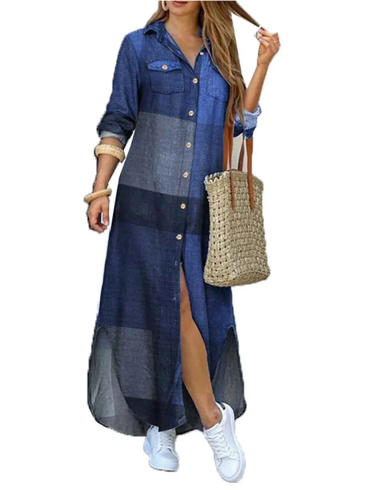  Autumn Shirt Long Dress  