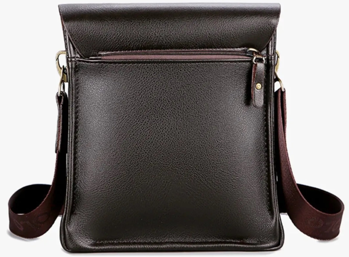 Mens luxury vintage Messenger Bag PU Leather polo cross travel bag