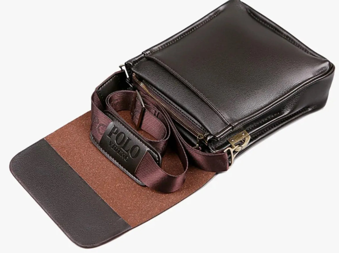 Mens luxury vintage Messenger Bag PU Leather polo cross travel bag