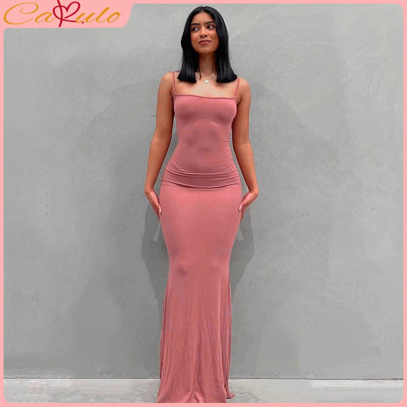 Satin Slip Sleeveless Backless Maxi Dress bodycon 