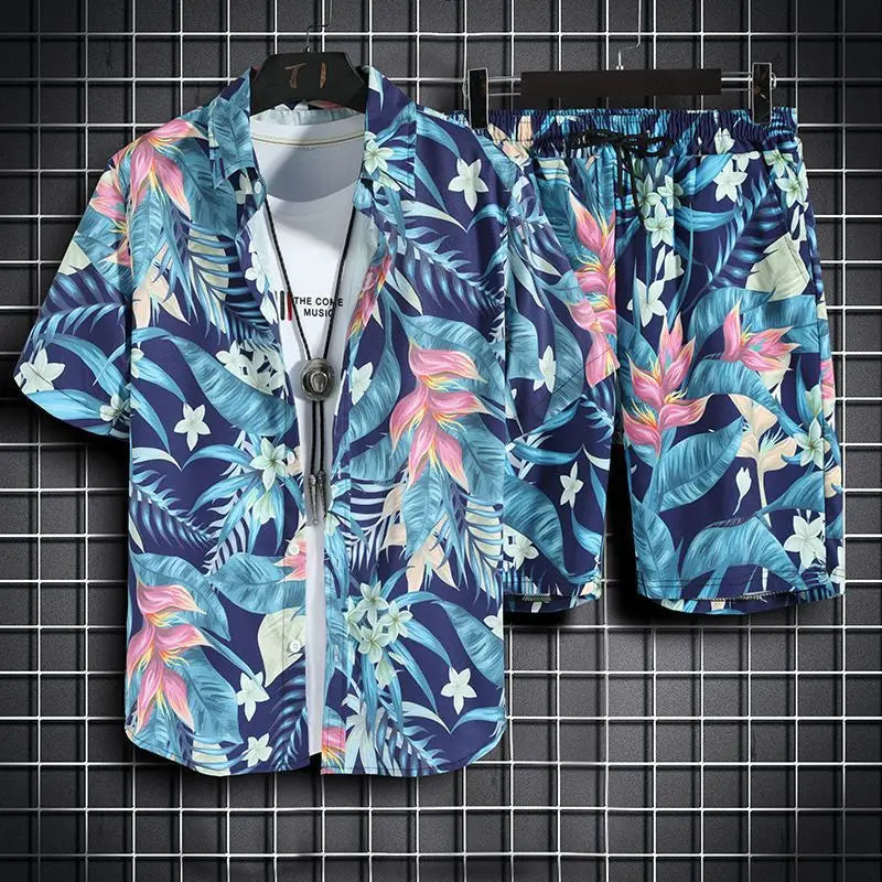Men's 2 Piece Beach set Quick Dry Hawaiian Shirt and Shorts