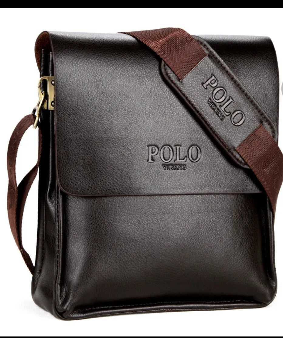 Mens luxury vintage Messenger Bag PU Leather polo cross travel bag