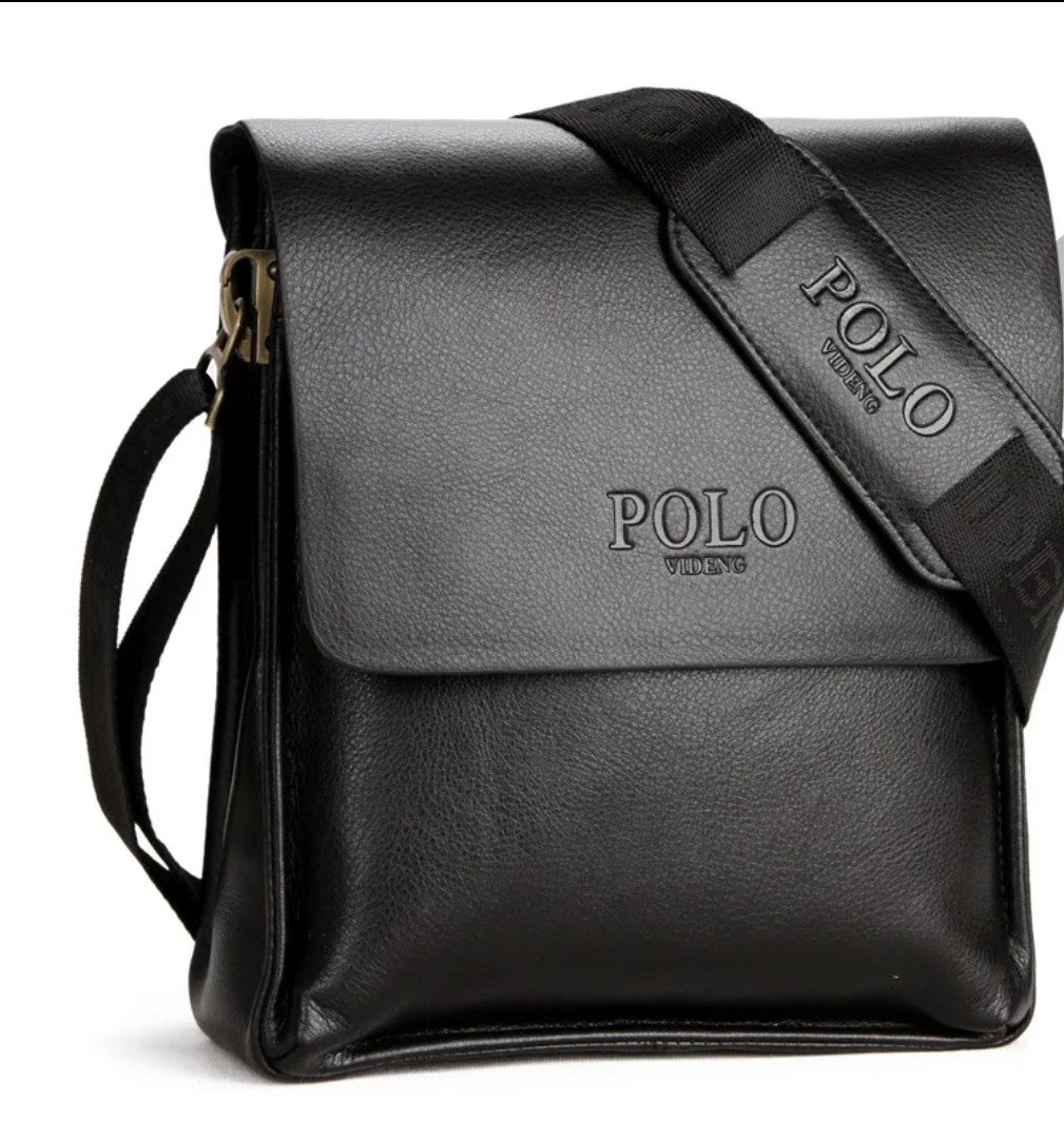 Mens luxury vintage Messenger Bag PU Leather polo cross travel bag