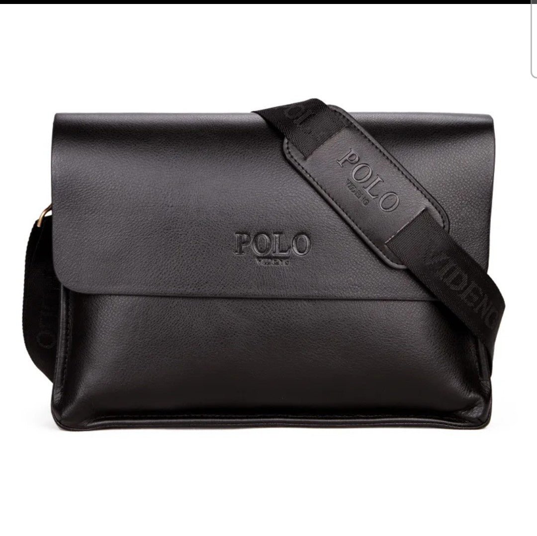 Mens luxury vintage Messenger Bag PU Leather polo cross travel bag