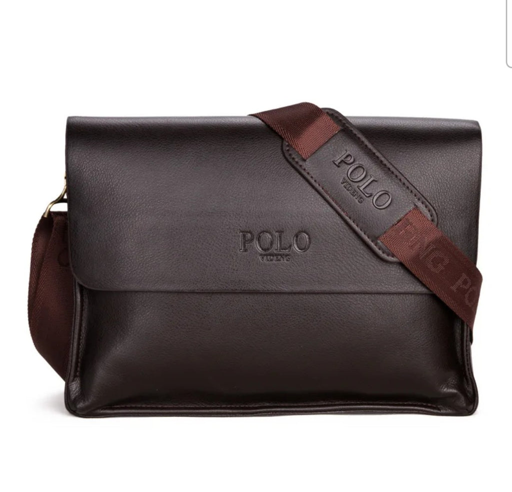 Mens luxury vintage Messenger Bag PU Leather polo cross travel bag