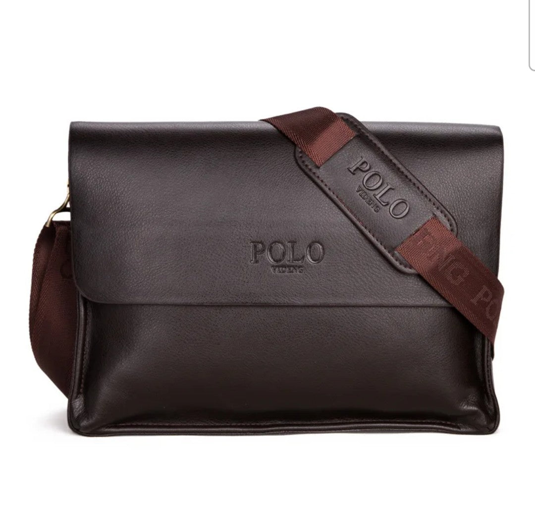 Mens luxury vintage Messenger Bag PU Leather polo cross travel bag