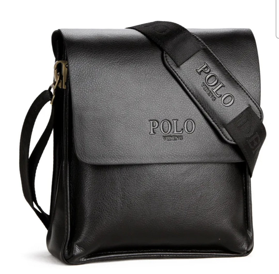 Mens luxury vintage Messenger Bag PU Leather polo cross travel bag