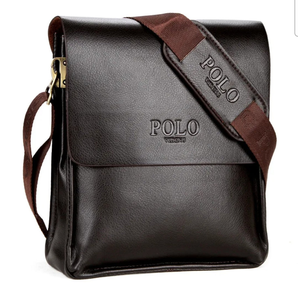 Mens luxury vintage Messenger Bag PU Leather polo cross travel bag