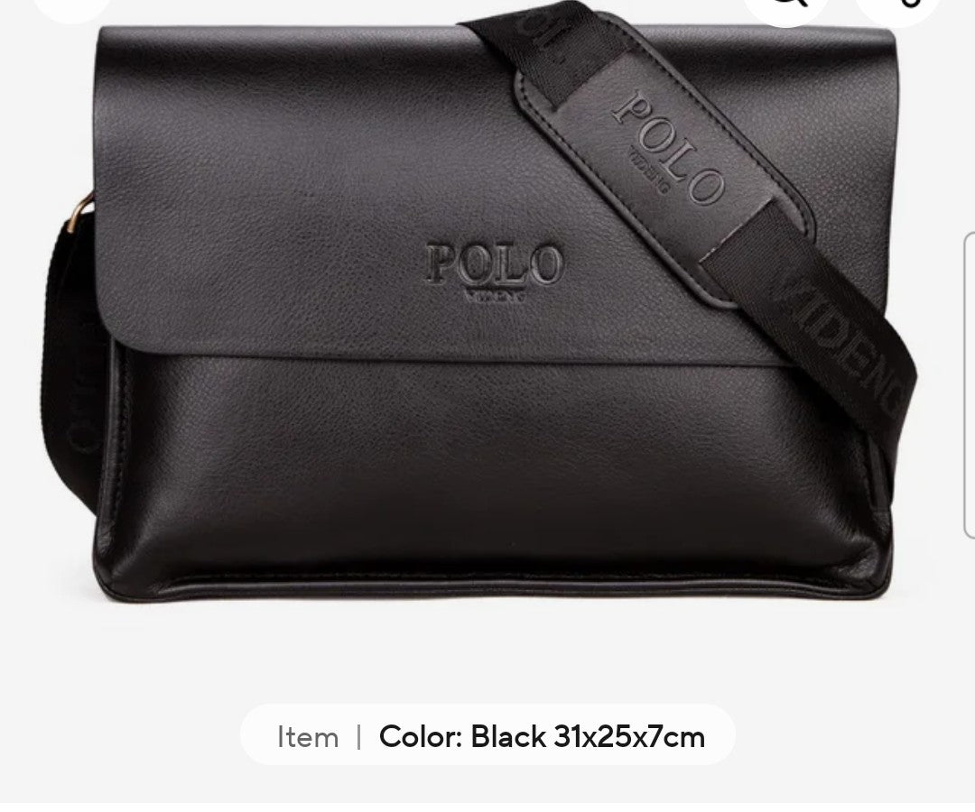 Mens luxury vintage Messenger Bag PU Leather polo cross travel bag