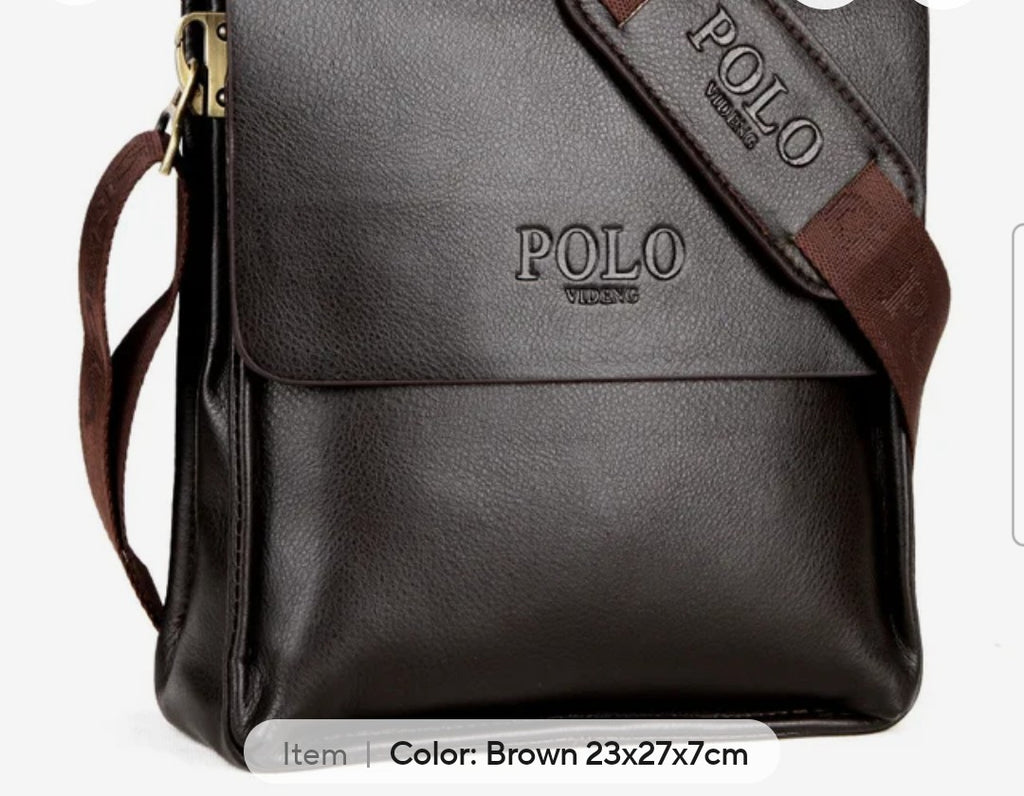 Mens luxury vintage Messenger Bag PU Leather polo cross travel bag