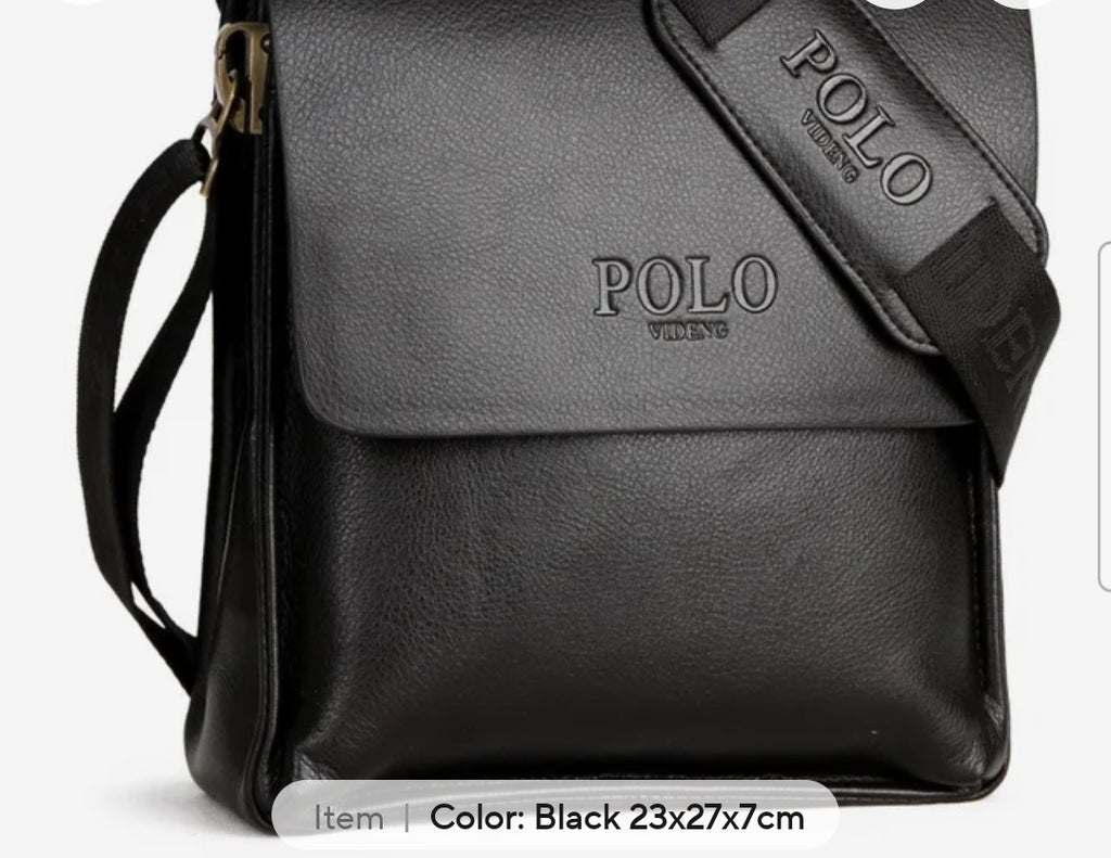 Mens luxury vintage Messenger Bag PU Leather polo cross travel bag