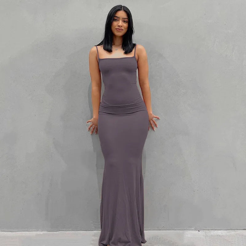 Satin Slip Sleeveless Backless Maxi Dress bodycon 